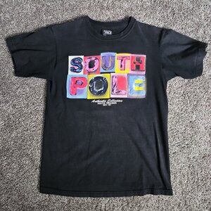 Y2K South Pole Made in USA Black Size Medium Short Sleeve Authentic Collection